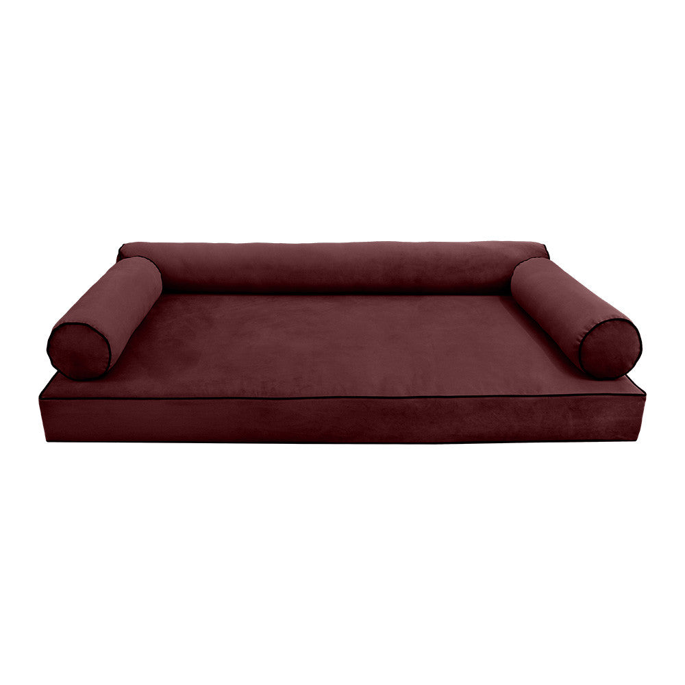 Style V6 Full Contrast Pipe Velvet Indoor Daybed Mattress Pillow Complete Set AD368