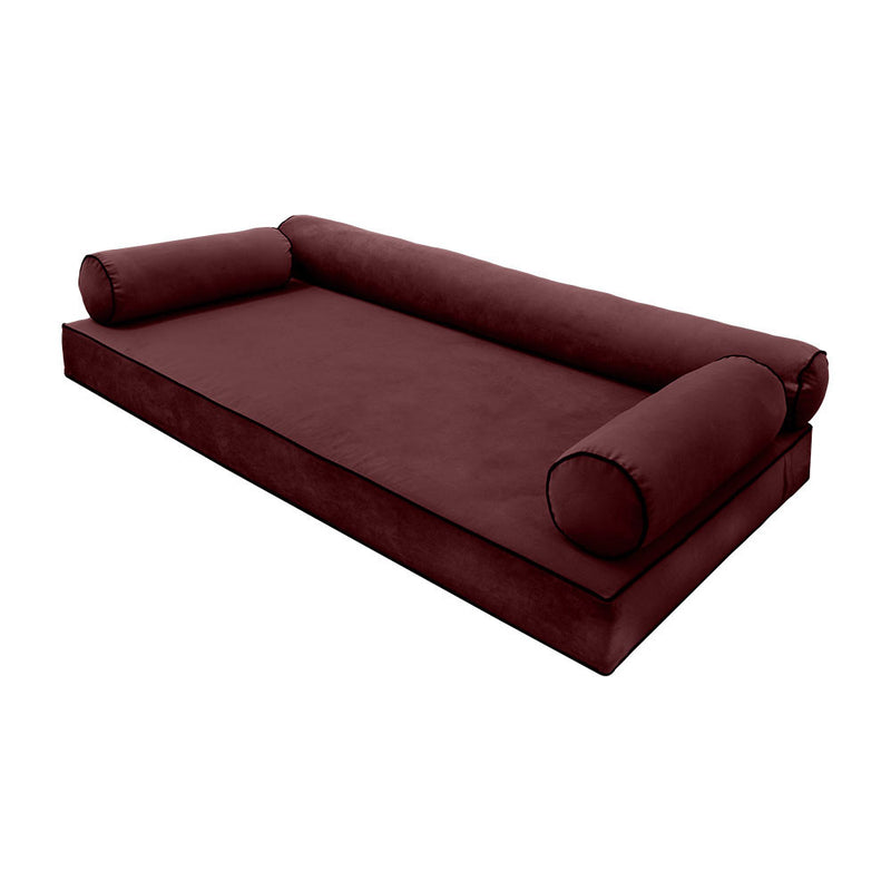 STYLE V6 Full Velvet Contrast Pipe Indoor Daybed Mattress Pillow|COVER ONLY| AD368