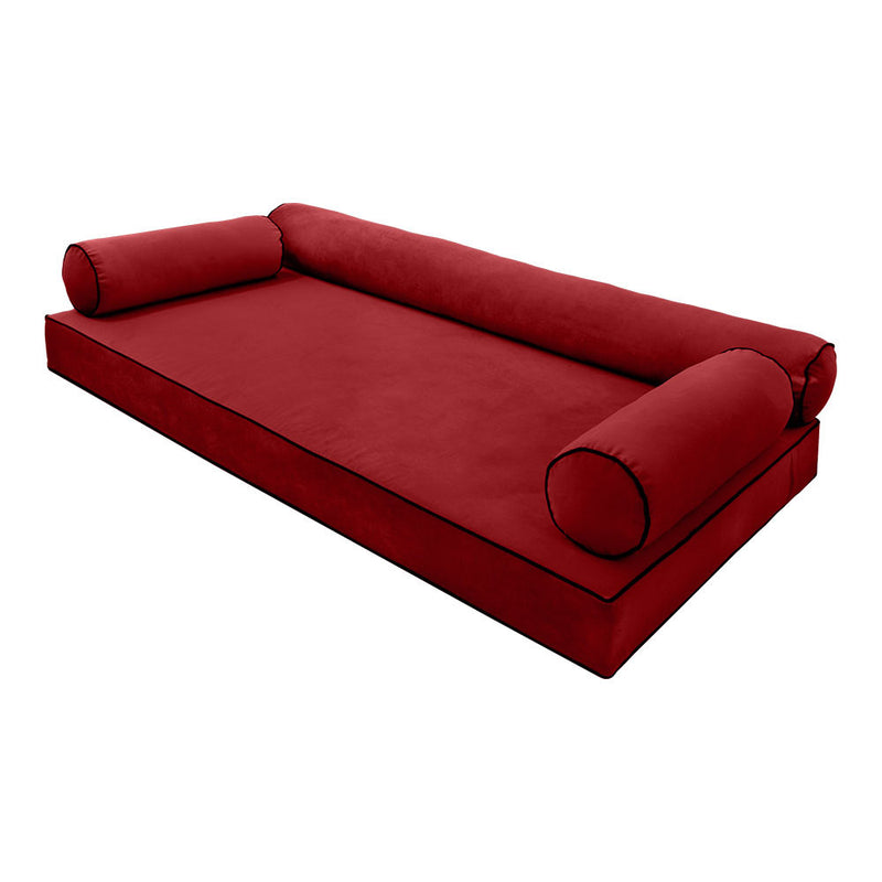 STYLE V6 Twin-XL Velvet Contrast Pipe Indoor Daybed Mattress Pillow |COVER ONLY| AD369
