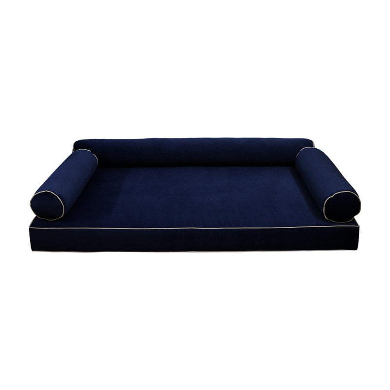 STYLE V6 Full Velvet Contrast Pipe Indoor Daybed Mattress Pillow|COVER ONLY| AD373