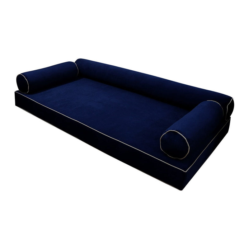 STYLE V6 Full Velvet Contrast Pipe Indoor Daybed Mattress Pillow|COVER ONLY| AD373