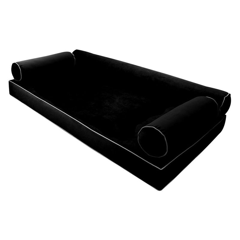 Style V6 Twin Contrast Pipe Velvet Indoor Daybed Mattress Pillow Complete Set AD374