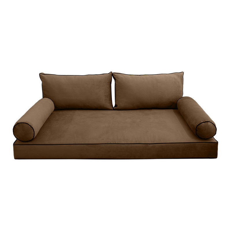 STYLE V2 Twin Velvet Contrast Pipe Indoor Daybed Mattress Pillow |COVER ONLY| AD308