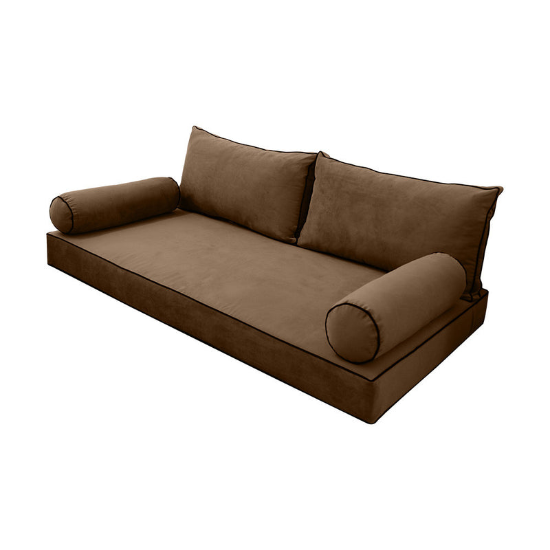 STYLE V2 Twin Velvet Contrast Pipe Indoor Daybed Mattress Pillow |COVER ONLY| AD308