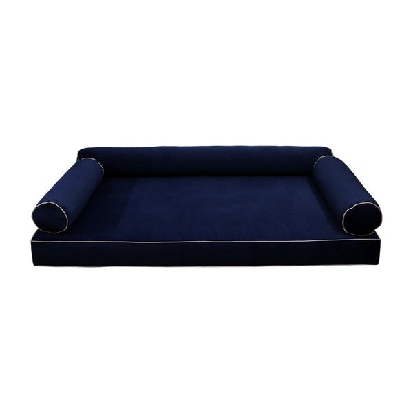 STYLE V6 Twin Velvet Contrast Pipe Indoor Daybed Mattress Pillow |COVER ONLY| AD373