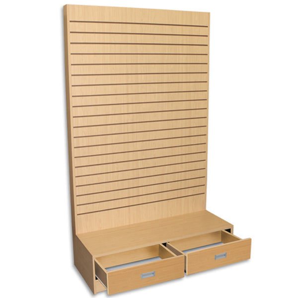 Maple 48"W x 20"D x 80"H Slatwall Wall Unit - L Shape Display Tower Floor Stand