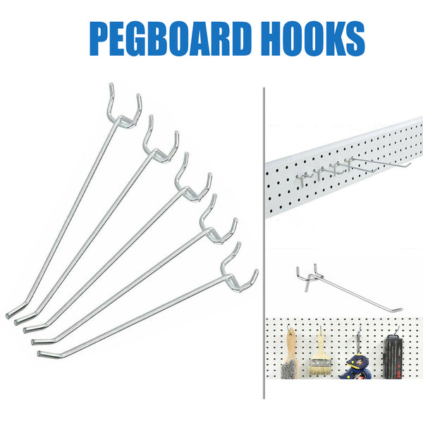 Pack of 100 - 8 in. Chrome Peg Hook for Metal Pegboard