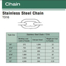 10 Ft - T316 Stainless Steel Link Chain