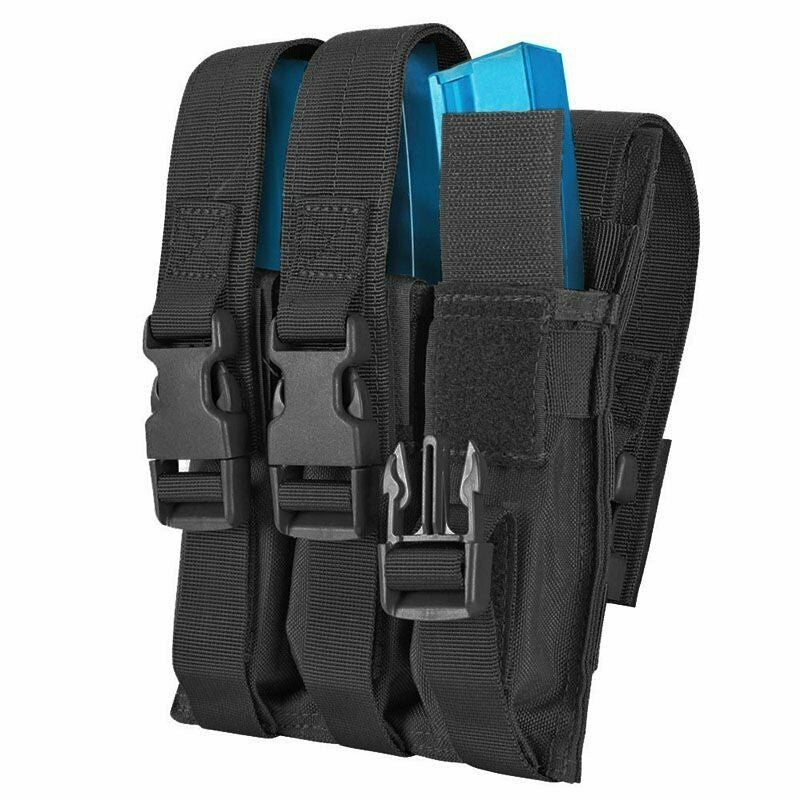 Condor MOLLE Triple Airsoft MP5 Magazine Mag Pouch .22 or 9mm Mag Ammo Flap PAL