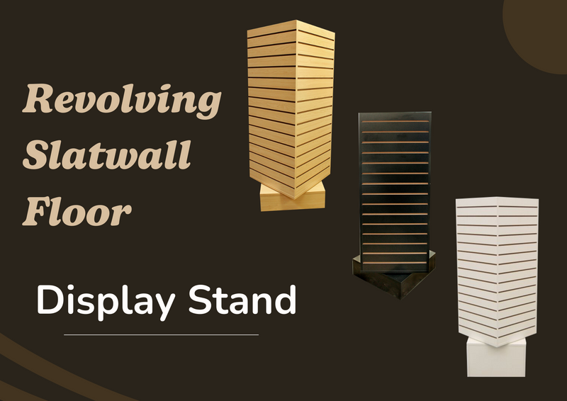 20'' x 20'' x 54'' Revolving Slatwall Floor Display Rotating Cube Tower 4 Sided