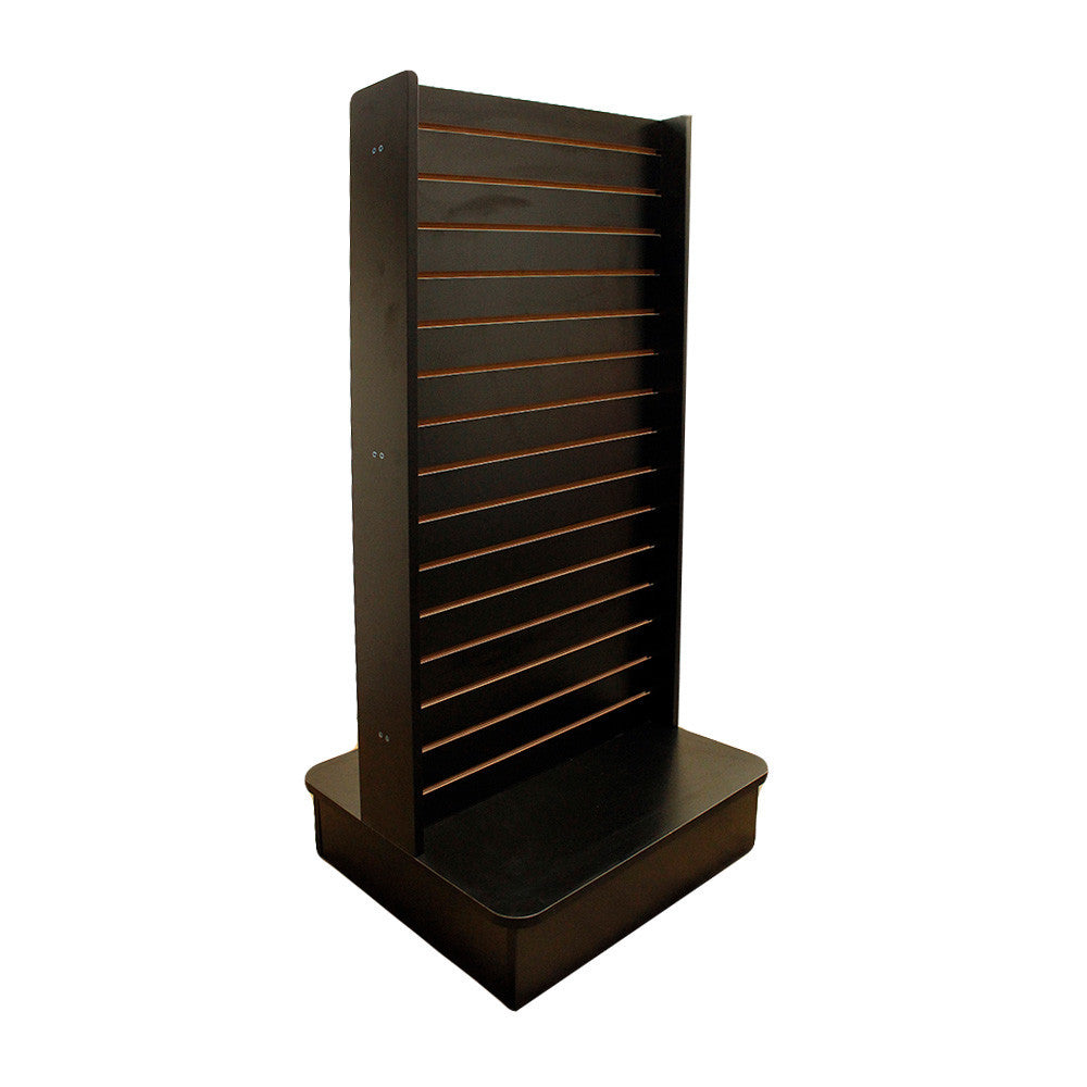 25x25x54 Black, White, Maple 2-Way Sided Slatwall Merchandiser Display Tower Floor Stand for Retail Store Fixtures