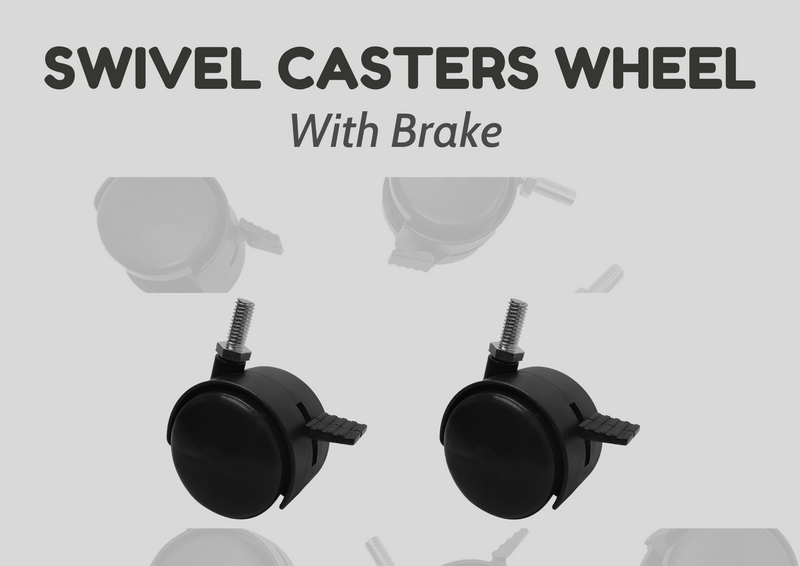 2" Black PVC Nylon Twin Swivel Casters Wheel with Brake
