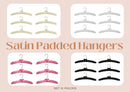 Pack 6 Satin Padded Clothes Hangers Dress Lingerie Bridal BLACK,WHITE,PINK,IVORY