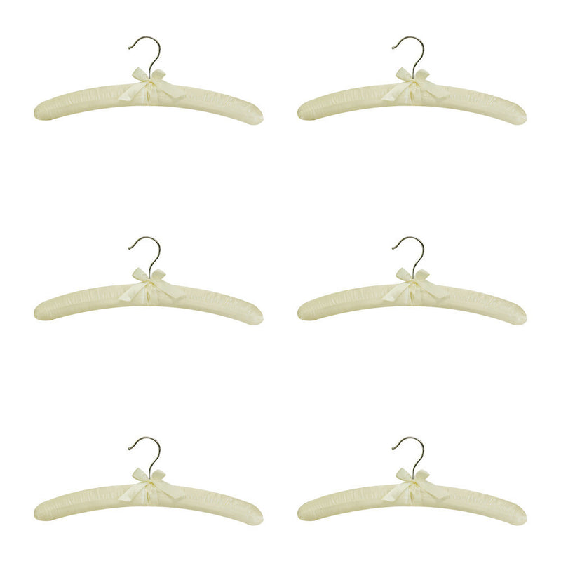 Pack 6 Satin Padded Clothes Hangers Dress Lingerie Bridal BLACK,WHITE,PINK,IVORY