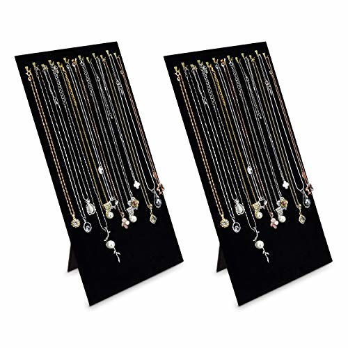 7-1/2"W x 14"H Black Velvet 7 Hook Easel Stand Necklace Chain Jewelry Display