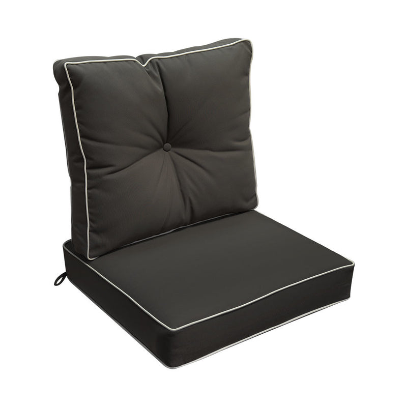 Dark/Beige 24x24x5 Deep Seat BackRest Cushion Pillow Outdoor Polyester Pipe Trim