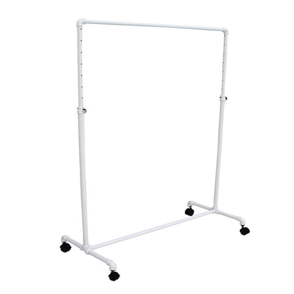 43"W x 23-1/2"D Adjustable Pipe Style Rolling Rack, Pipe Clothing Rack