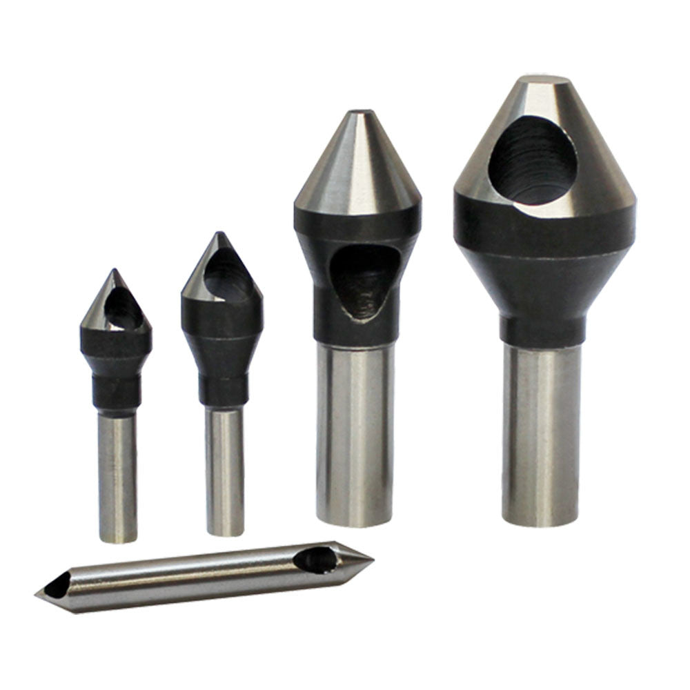 HSS Zero Flute Countersink & Deburring Tool 5 Pc. Set (60-82-90 Degree)
