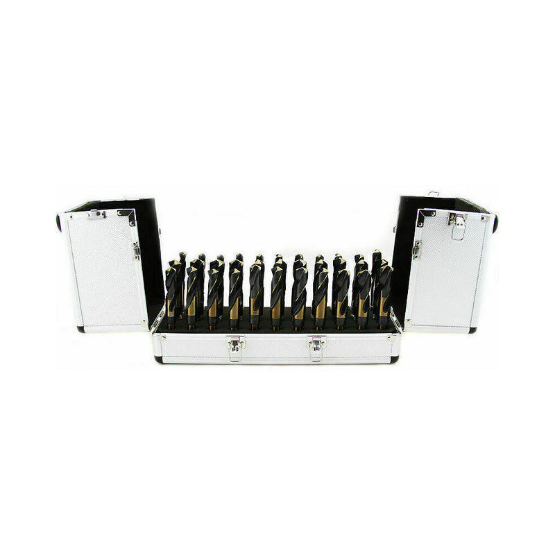 33 Pc Silver and Deming Drill Bit Set with 1/2 Inch Diameter Tri-Flat Shank