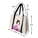 16"L x 13"H Reusable Canvas Grocery Bag Shopping Geisha Tote Bag Cotton Bag