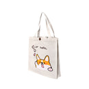 14"L x 14-1/2"H Reusable Canvas Grocery Bag Shopping Corgi Tote Bag Inside Pouch