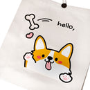 14"L x 14-1/2"H Reusable Canvas Grocery Bag Shopping Corgi Tote Bag Inside Pouch