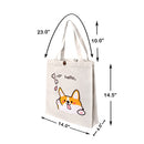 14"L x 14-1/2"H Reusable Canvas Grocery Bag Shopping Corgi Tote Bag Inside Pouch