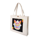 16"L x 13-1/2"H Reusable Canvas Grocery Bag Shopping Cat Tote Bag Inside Pouch