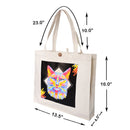 16"L x 13-1/2"H Reusable Canvas Grocery Bag Shopping Cat Tote Bag Inside Pouch