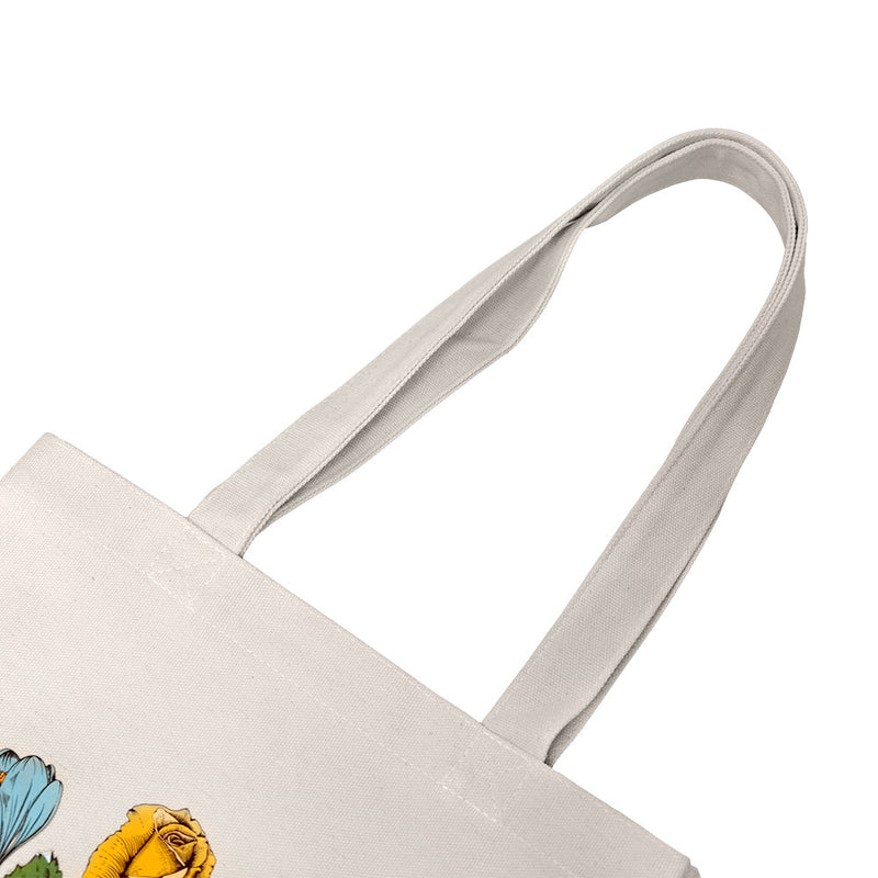 12"L x 15"H Reusable Canvas Grocery Bag Shopping Roses Tote Bag Flower Carrier
