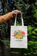 12"L x 15"H Reusable Canvas Grocery Bag Shopping Roses Tote Bag Flower Carrier