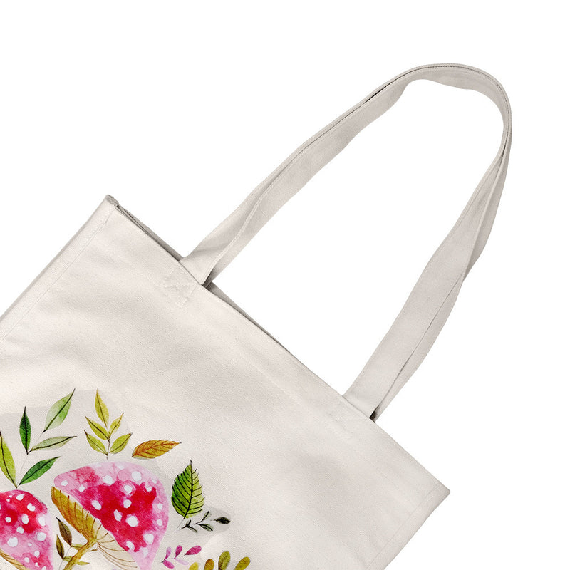 15''L x 19''H Reusable Canvas Grocery Bag Shopping Mushrooms Tote Bag Carrier
