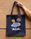 14-1/2"L x 15-1/2"H Reusable Canvas Grocery Bag Shopping Mushrooms Tote Bag