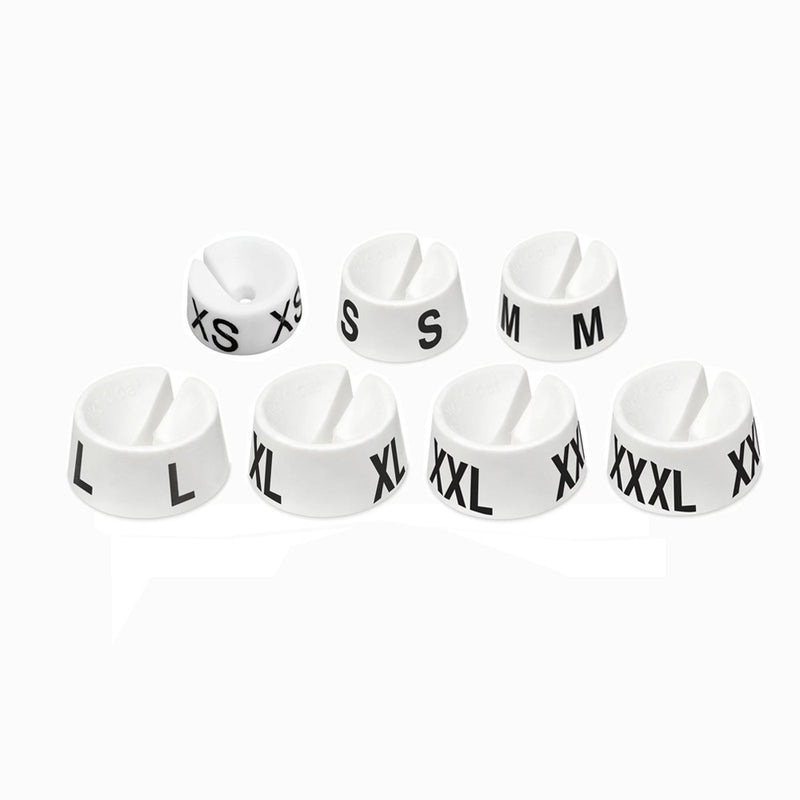 25 Pcs Plastic Snap On Clothes Hanger Size Markers Garment Tags XS to 3XL Size