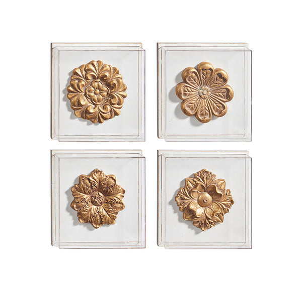 4 Pc Assorted 8.5" Embossed Medallion Acrylic Box Frame Wall Art Home Decor