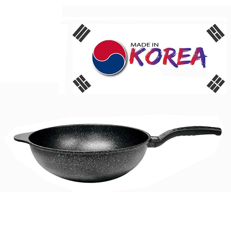 12-1/2" Marble Wok Non-Stick Cooking Frying Pan Pot 5 Layer Marble Wok Cookware