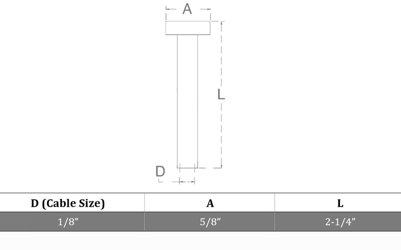 10 Pc 1/8" T316 S.Steel Black Oxide Hand Swage Dome Plain Head For 1/8" Cable