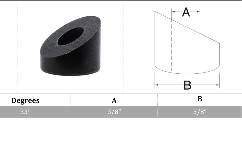 3/8" Black Oxide Stainless Steel Angled Washer 33 Degree Beveled Cable Railing