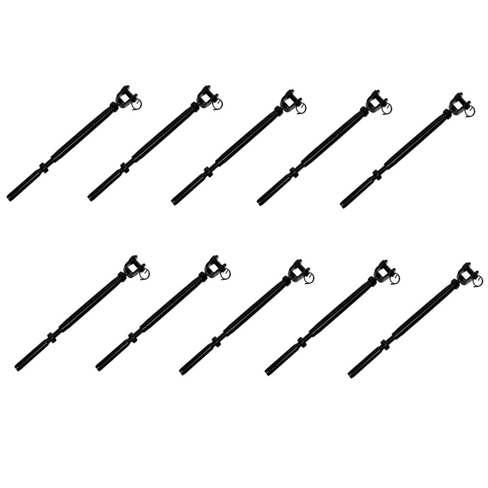 10Pc 3/16" Cable Black Oxide T316 Stainless Steel Hand Swage Jaw Life Stud Pipe Body Turnbuckle Cable Rail