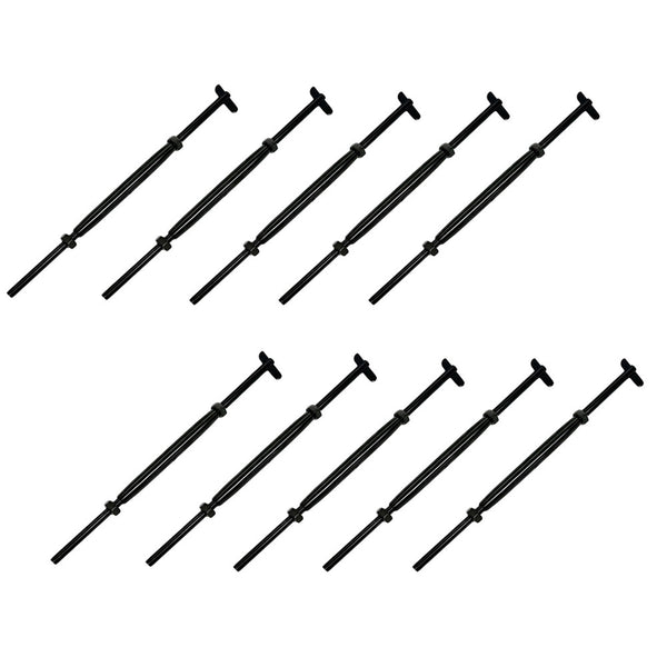 10 PC 1/8" Black T316 SS Hand Swage Drop Pin Stud Body Turnbuckle Cable Rail