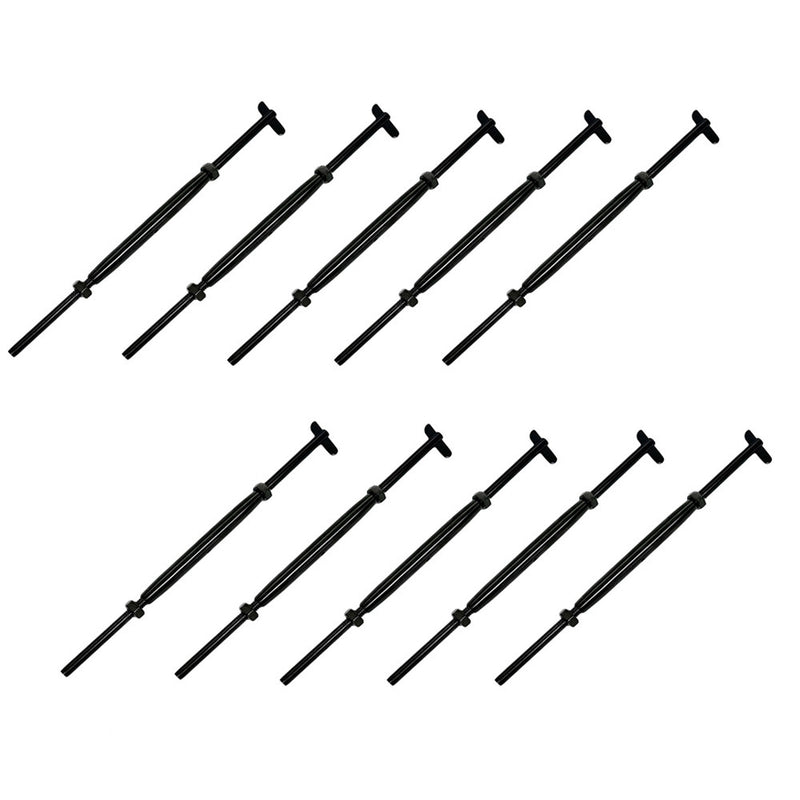 10 PC 1/8" Black T316 SS Hand Swage Drop Pin Stud Body Turnbuckle Cable Rail