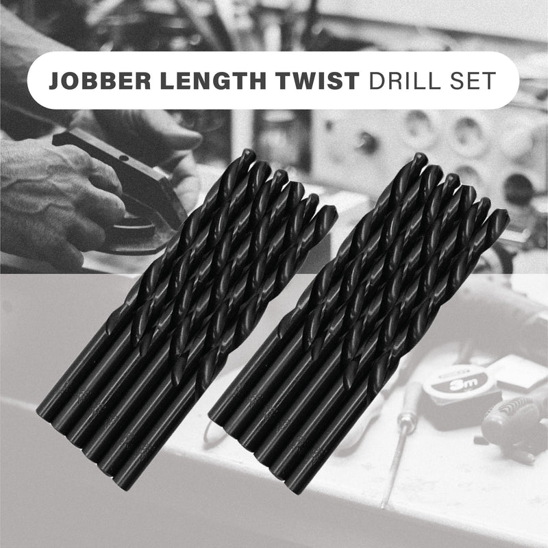 HSS Black Oxide Jobber Length Twist Drill Set Straight Shank Drilling