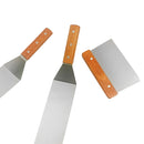 3 Pc Stainless Steel Spatula Set Scraper Spatula Turner Wooden Handle Kitchen