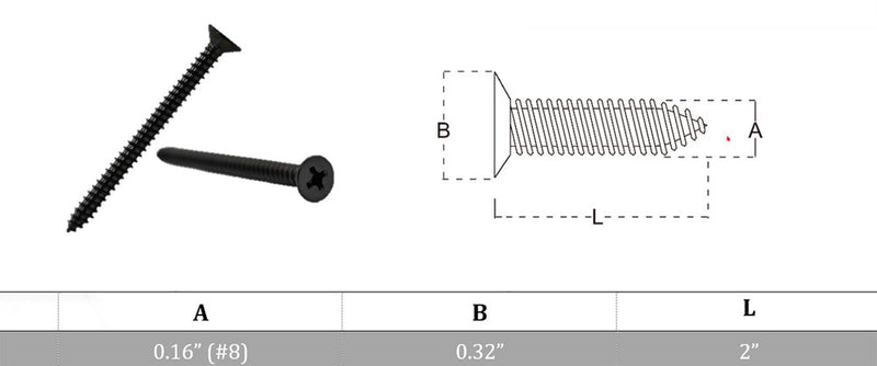 10Pc 1/4" x 2" Wood Screw Stainless Steel T316 Black Oxide Wood Screw Nail Screw