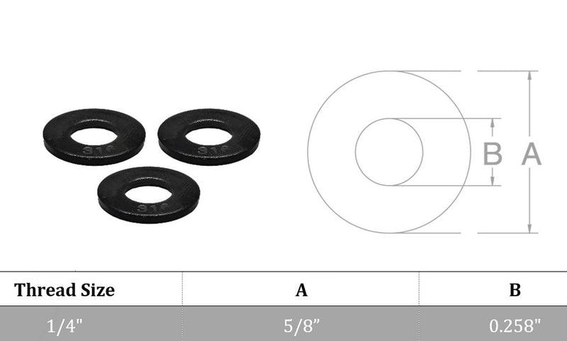 T316 Stainless Steel 1/4" ID Flat Washer Black Oxide Flat Washer Nuts Bolts