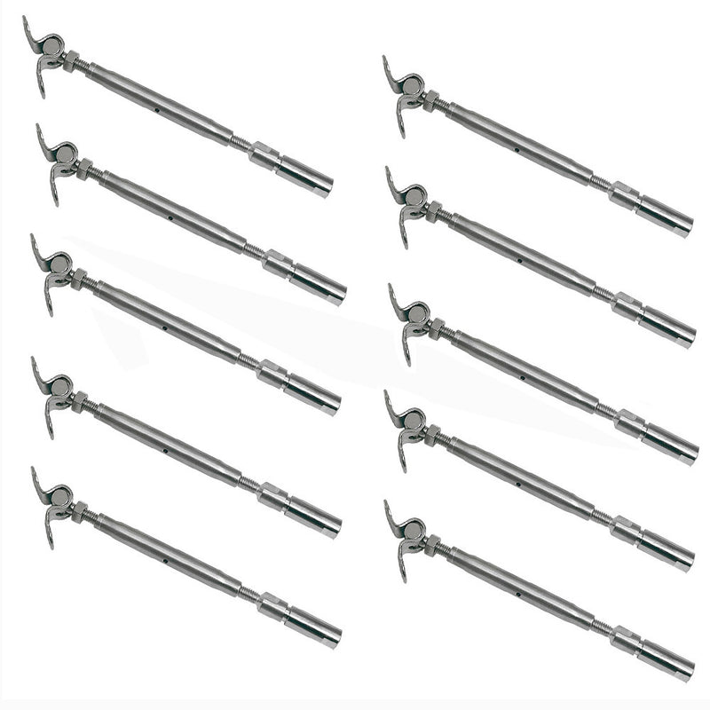 10 Pc Marine Boat SS T316 Swageless & Deck Toggle Turnbuckle For 1/8" Cable Wire