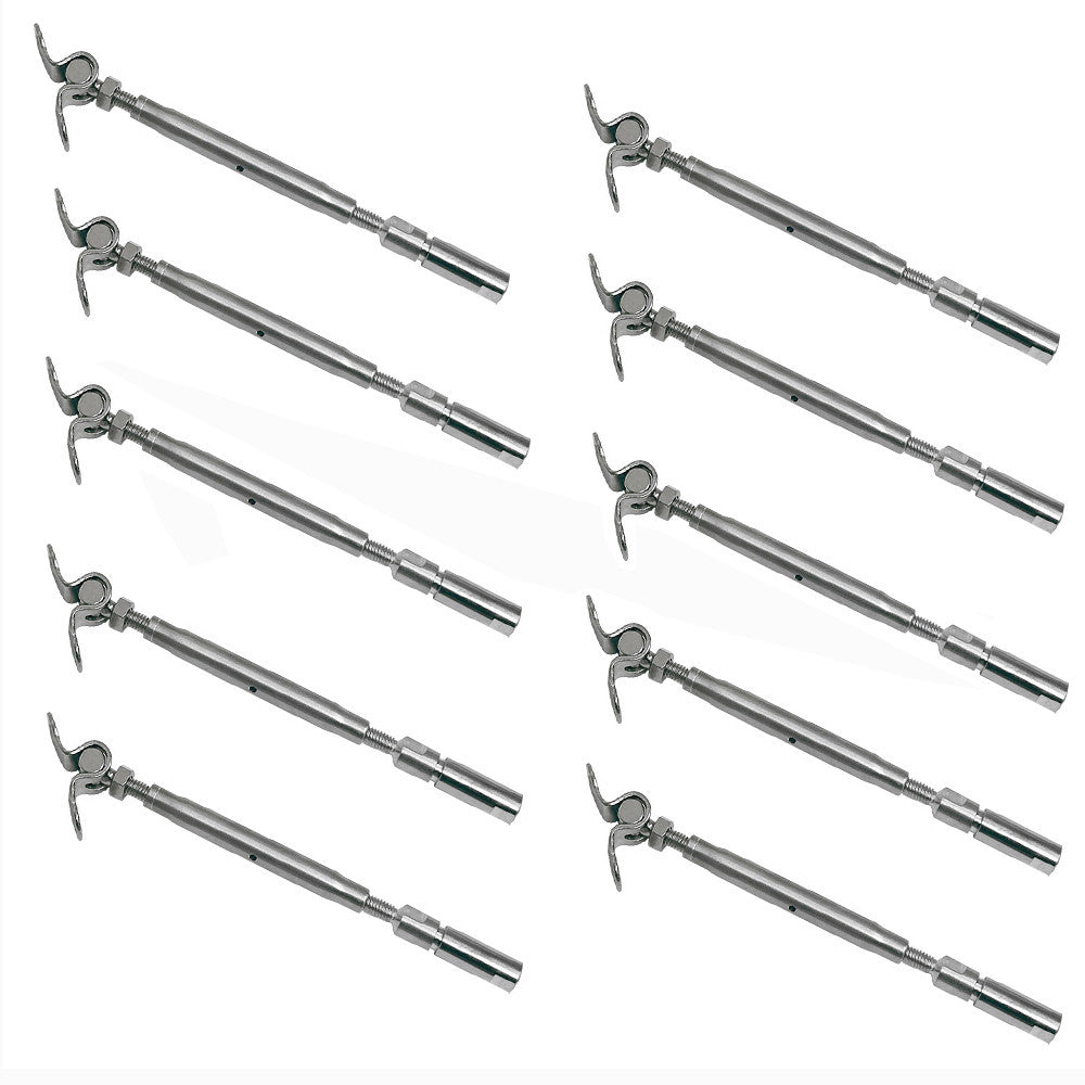 10 Pc Marine Boat SS 316 Swageless & Deck Toggle Turnbuckle For 3/16" Cable Wire