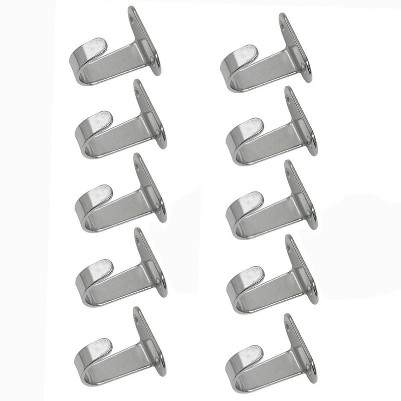 10 Pc Marine Boat Stainless Steel T316 1.25"H Top Mount Flat Hook SS Single Hook