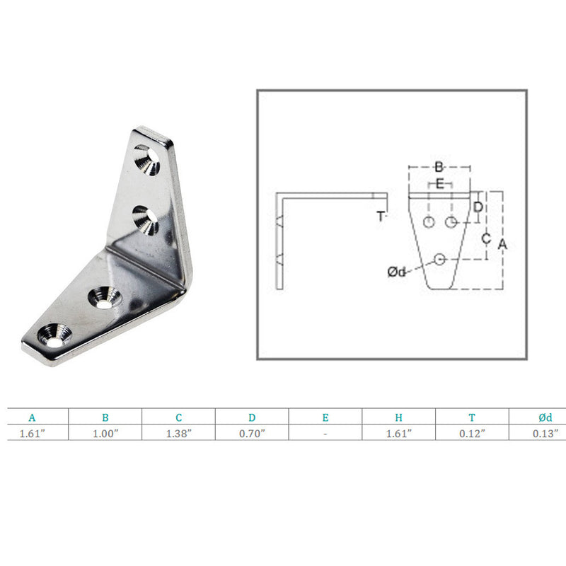 Marine Boat Stainless Steel T316 1-5/8'' Angle Plate Rigging Lifting Hardware