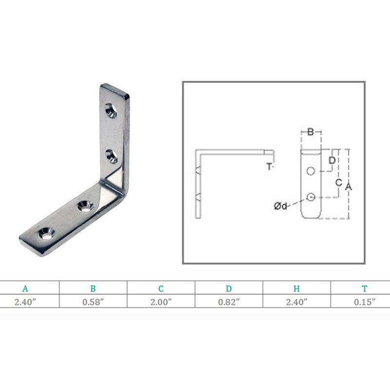 Marine Boat Stainless Steel T316 2-3/8" Rectangle Angle Plate Rigging Lifting